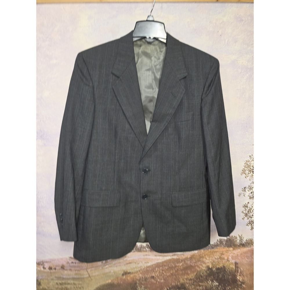 Vintage Givenchy Monsieur Men's Charcoal Gray Pinstripe Wool Blazer Sport Coat